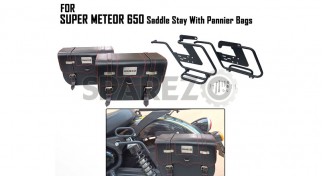 For Royal Enfield Super Meteor 650 Pannier Bags With Saddle Stay Black